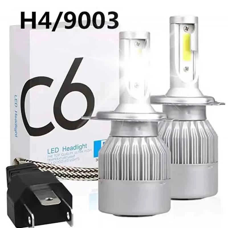 6000K C6 2x H7 LED H4 Hi/Lo H1 H3 HB3 HB4 9003 HB2 H13 9005 9006 Car Headlight Bulbs COB Car Lights 72W 8000LM Auto Headlamps