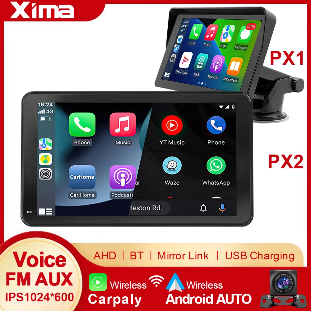 XIMA Wireless CarPlay รถ Android auto Car หน้าจอวิทยุนําทางมัลติมีเดียรถสเตอริโอ autoradio รถวิทยุเครื่องเล่นมัลติมีเดีย