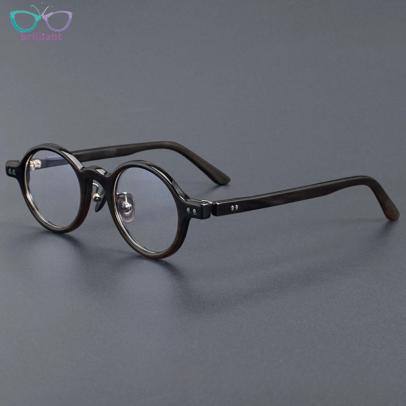 High Quality Pure Natural All Water Buffalo Horn Glasses Frame Men Retro Handmade Round Customizable Myopia Prescription Lenses