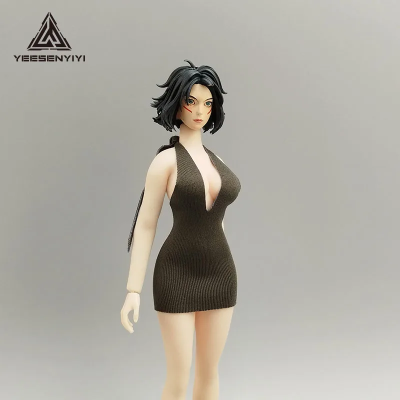 

1/12 Scale Sexy Bustier Dress Bodycon Outfit for 12-inch Figure BJD Backless Hollow Out Ruched Short Dresses Figure Accessory