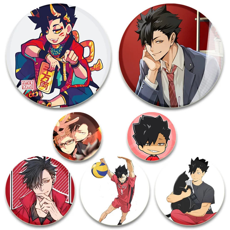 

Fans Collection Popular Anime Haikyuu!! Brooches Cartoon Figure Kuroo/tetsurou Badge Pins Backpacks Bag Ornament Accessory