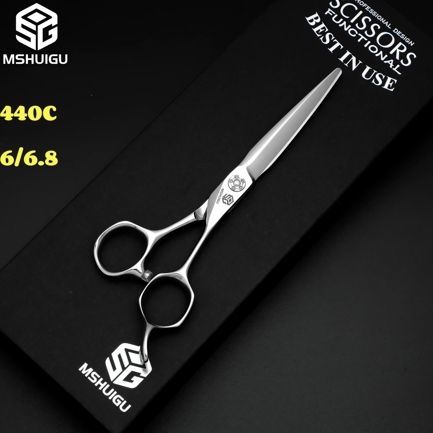 MSHUIGU Professional Hair Scissors 440C Stainless Steel 6 6.8 Inch Barber Salon Hair Cutting Shears Sharp Hairdressing Tool