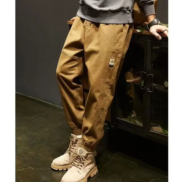 

American Retro High Street Men's Casual Pants Autumn New Fashion Trend INS Long Trousers Loose Fit Cuffed Leisure Trousers