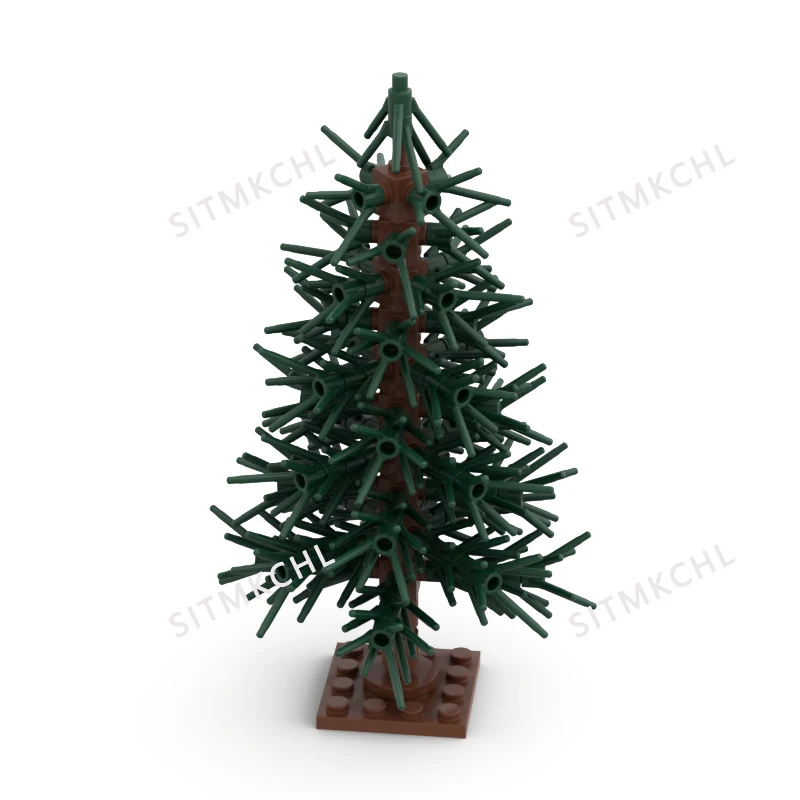 Pine Tree-Modell – verschneite Weihnachtsbaum-Straßendekoration, DIY-Baustein-Set, kompatibel mit großen Marken – Detail 4