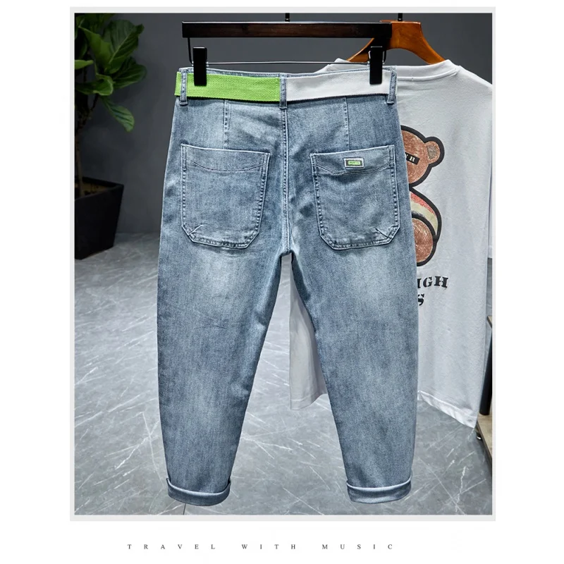 Men's Jeans 2024 New Spring and Summer Trends Embroidered Tapered Ankle-Length Pants Pants Loose Saggy Harem Pants