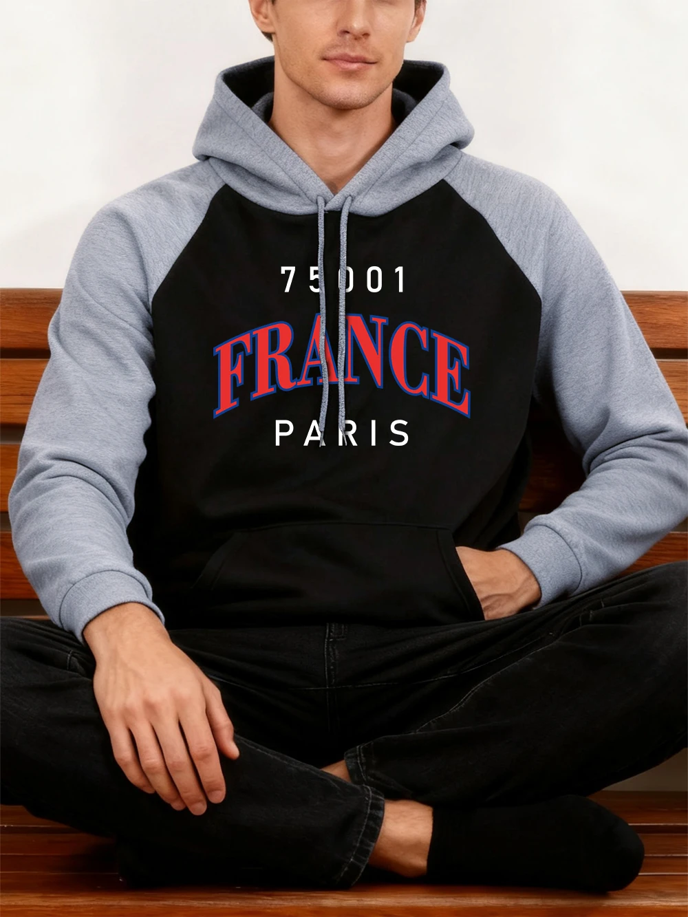 فرنسا باريس رسالة مطبوعة رجالي هوديس الشتاء الربط فضفاض البلوز الصوف راجلان البلوز أساسيات جيب الذكور الشارع الشهير #1