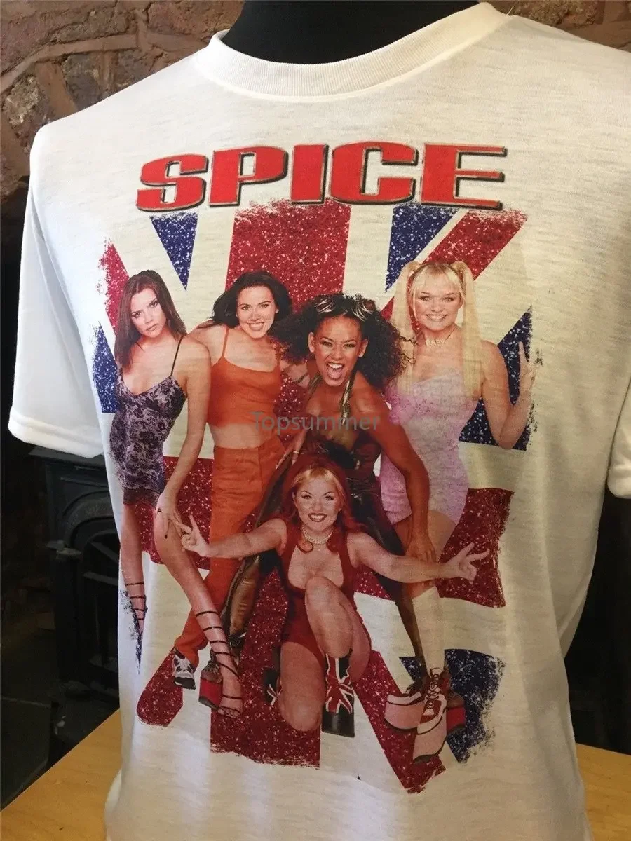 スパイスガールズTシャツ。メンズレディースオールサイズs-xxl。カジュアルなレトロなヴィンテージTシャツ,spiceworldサマースタイル,90年代