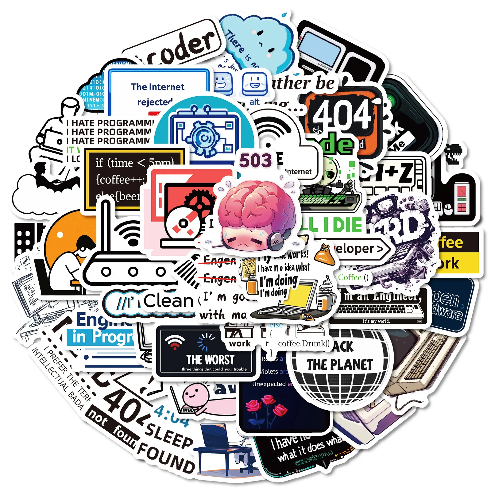

10/50PCS Creative Computer Series Graffiti Sticker Funny Cartoon Decal For Laptop Phone Guitar Cup Fridge Skateboard Kid Toys