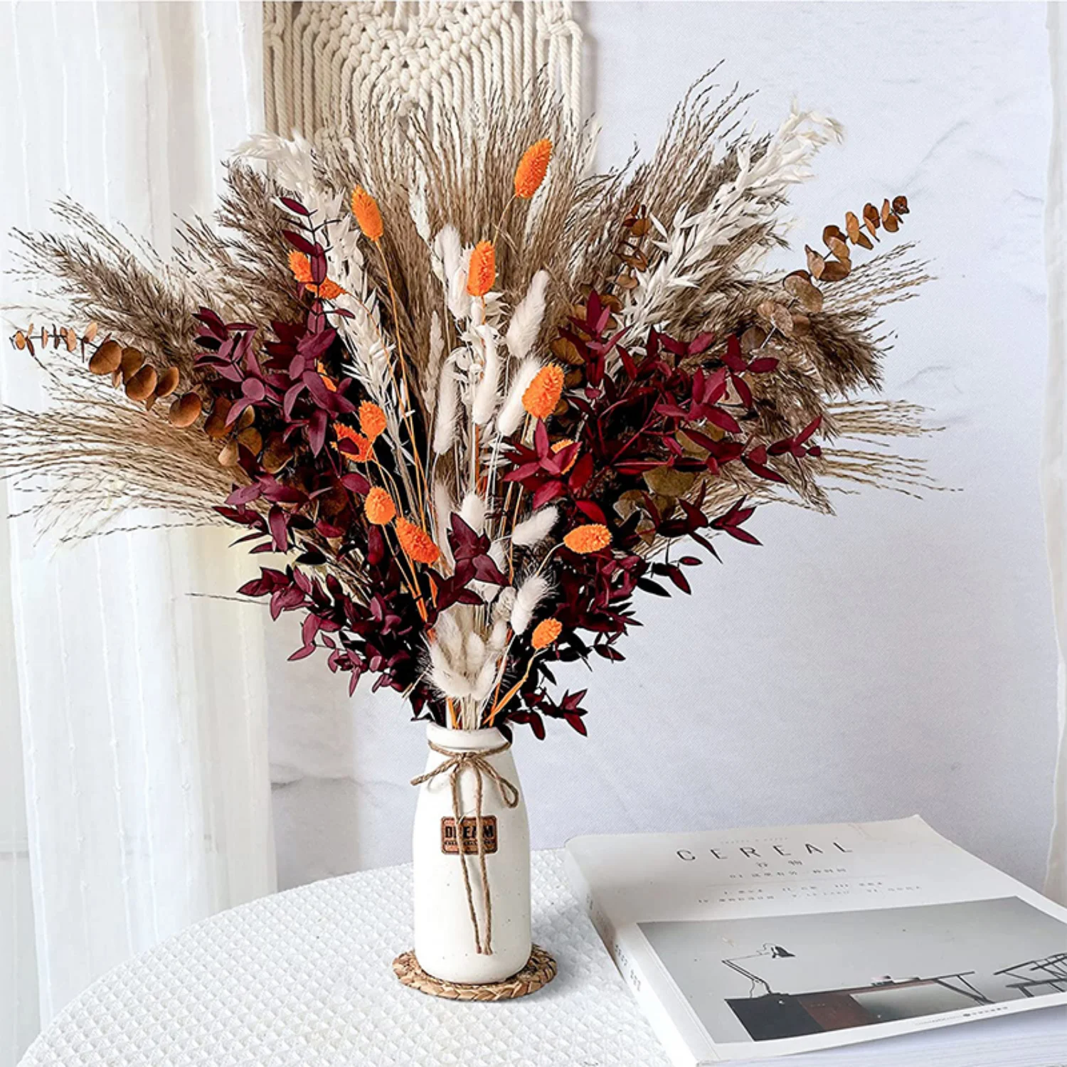 

Autumn Decoration Natural Pampas Grass Dry Flower Bouquet Bohemian Chic Artificial Flower Wedding Table Floral Modern Home Decor