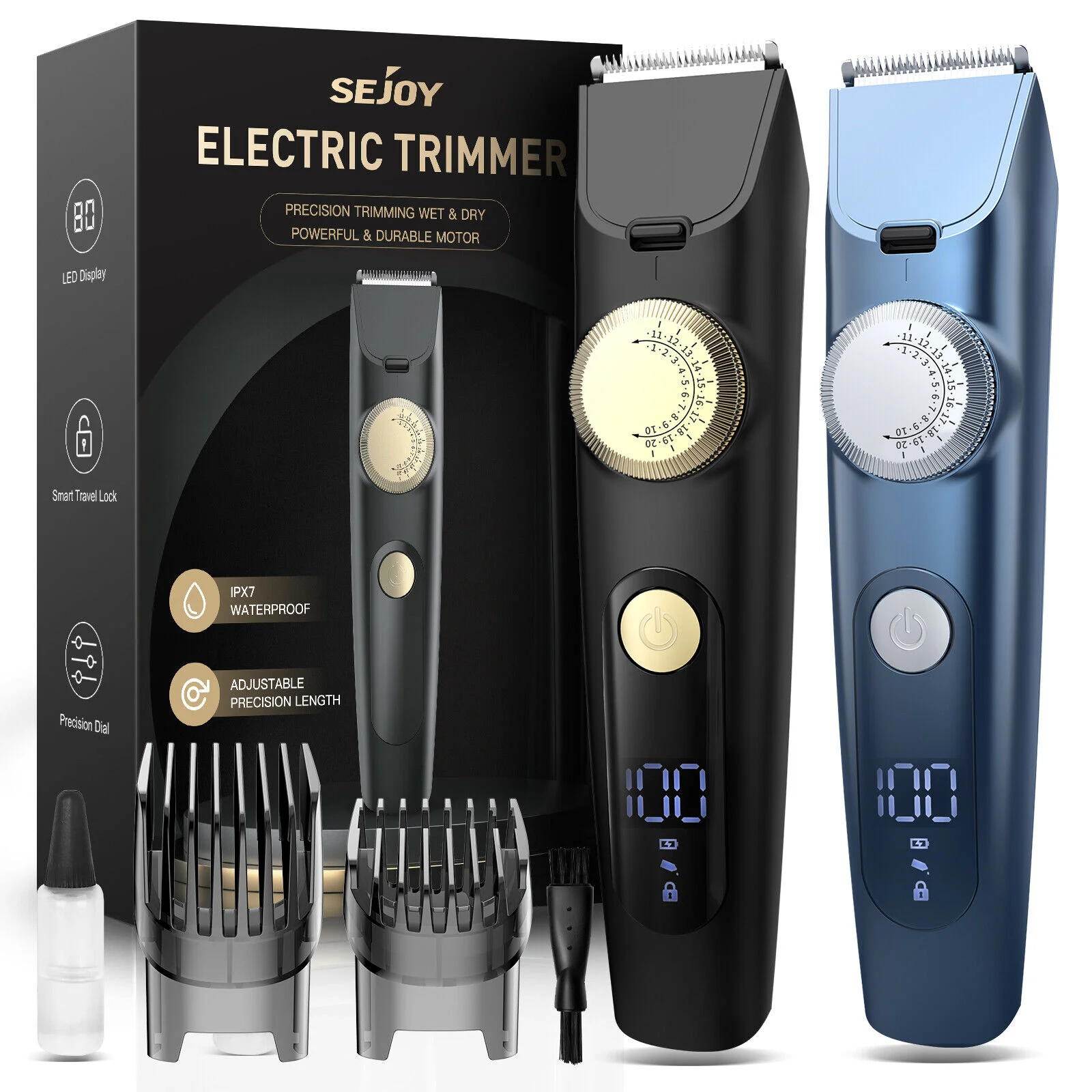 Sejoy Men's Hair Clippers Beard Trimmer Cordless Cutting Beard Barber Shaving Machine Body Hair Shaver