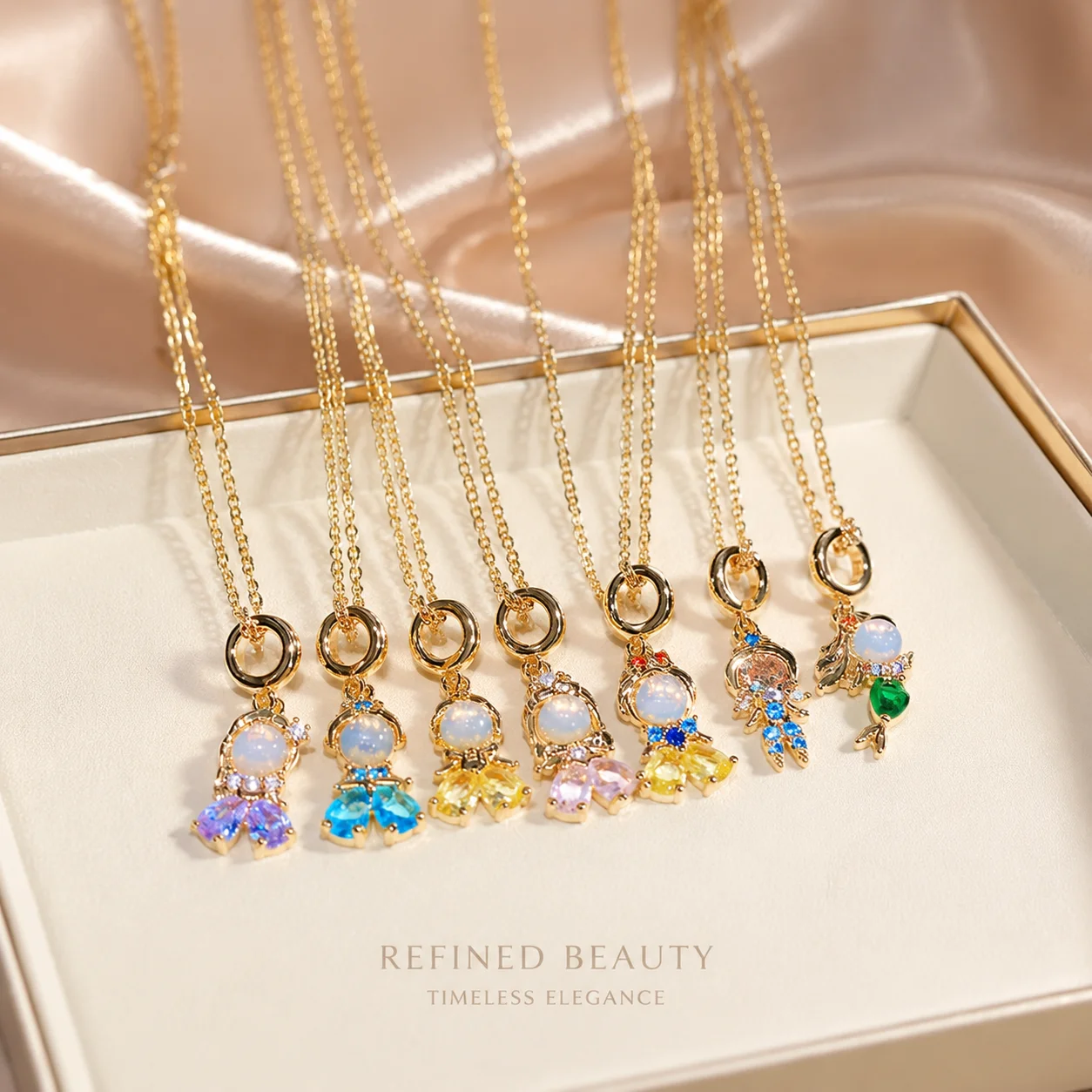 

Fashionable Colorful Zircon Fairy Tale Little Princess Necklace Gold-plated Universal Chain Clavicle