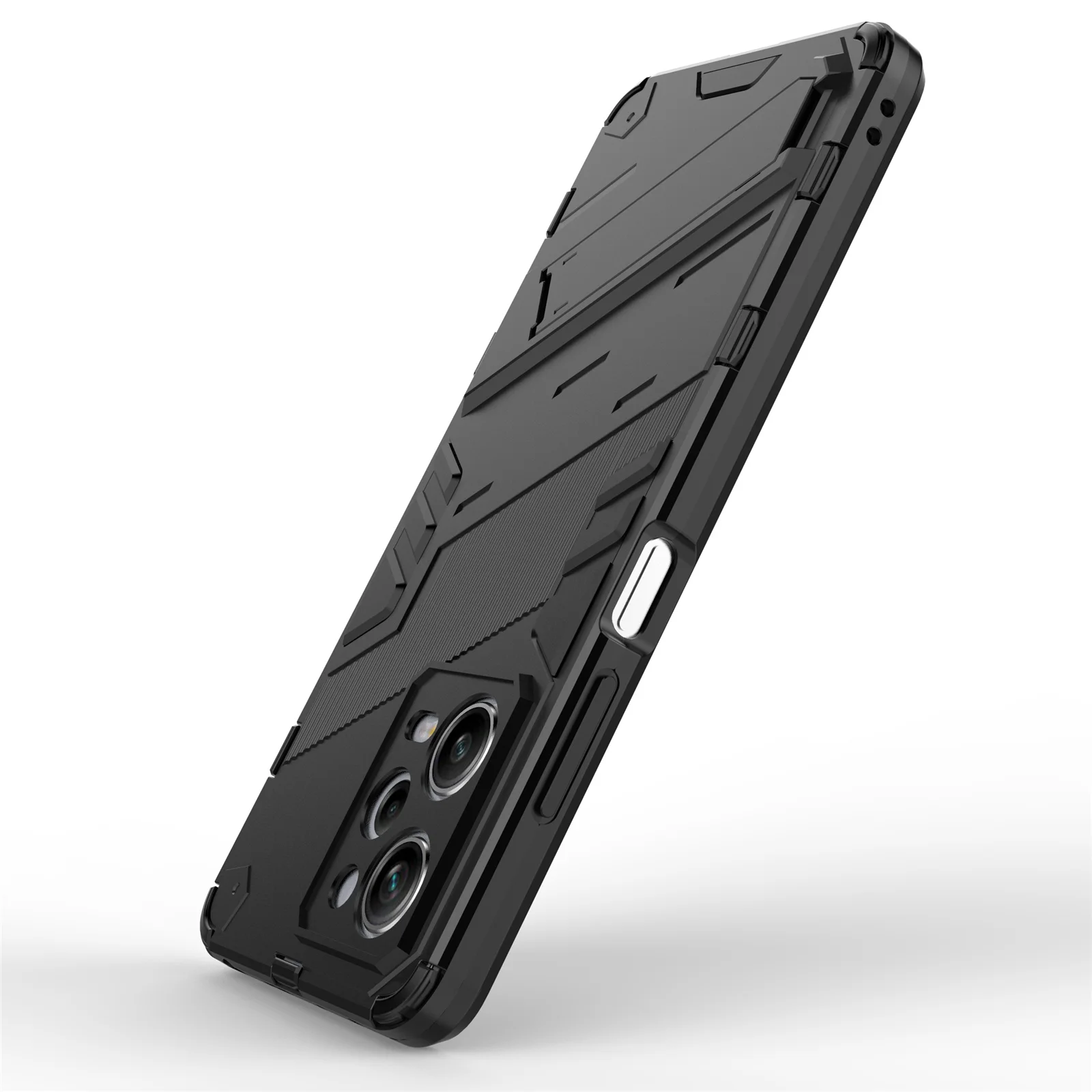 Picture 4: For Xiaomi Redmi Note 12 Pro 5G Hard PC+Soft TPU Kickstand Case Anti-scratch Mobile Phone Cover - Black