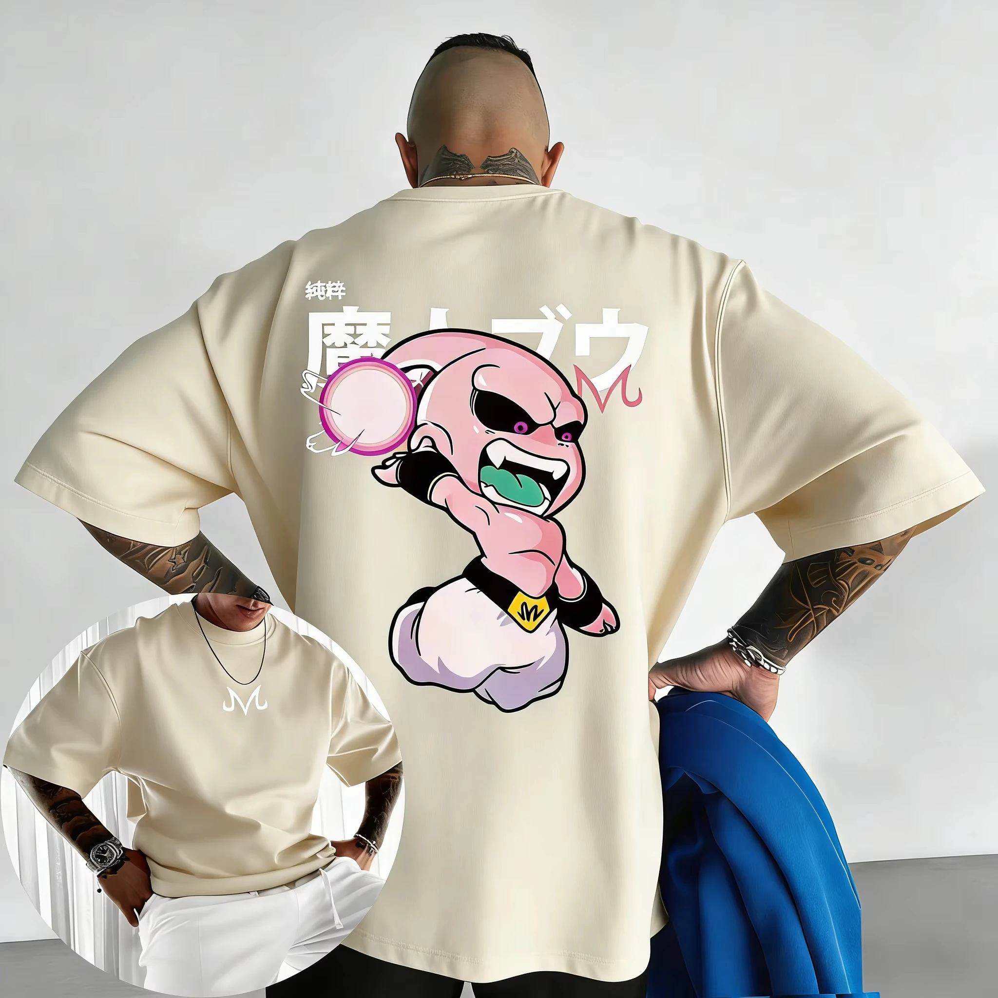 2026 Neues Dragon Ball Anime Baumwoll-T-Shirt Sommer Majin Buu Bedruckt Herren Damen und Kinder Street Hip Hop Lässiges Kurzarm-Oberteil – Detail 10