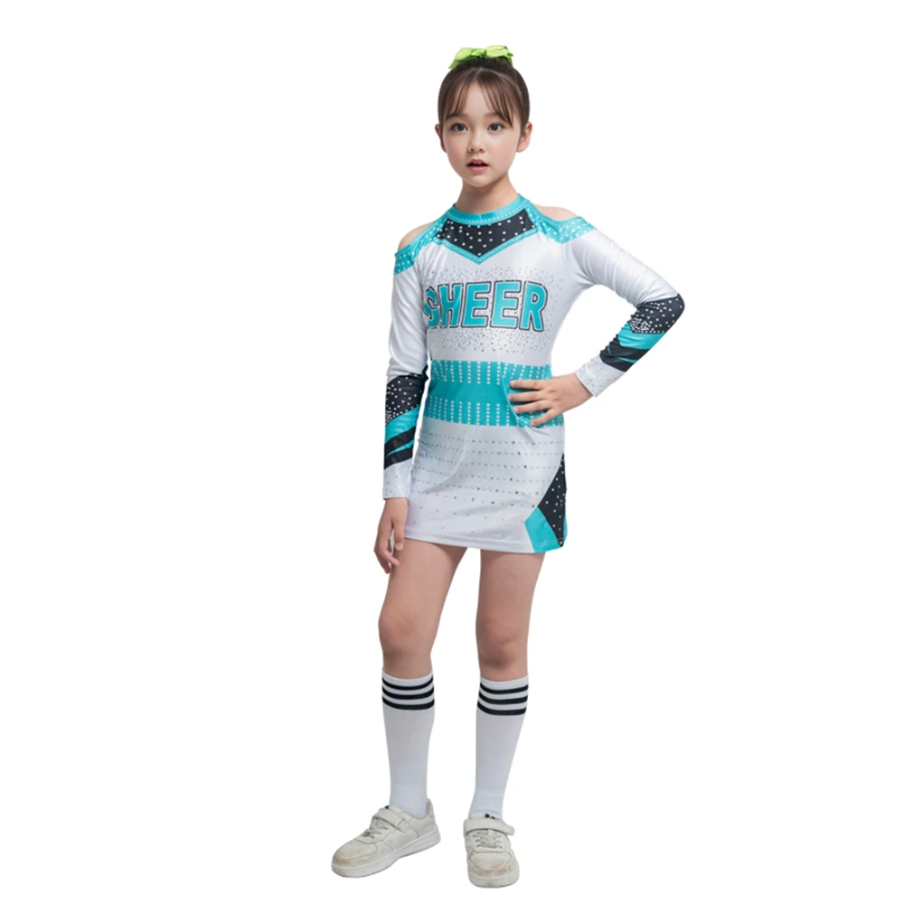 Traje de porristas para niños y niñas, disfraz de baile, vestido de competición, uniformes de gimnasia para actuación en equipo, faldas para juegos