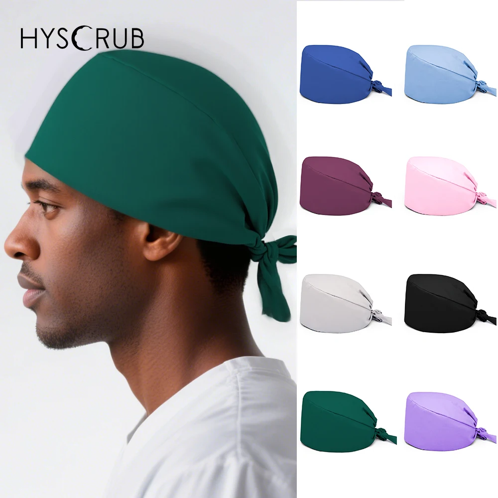 Men's Solid Color Surgical Cap, Doctor Nurse Work Scrub Hat for Medical