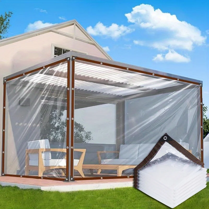 Clear tarps with grommets-Clear tarpaulin for outdoor gardens, greenhouse plant protection, patio, roof, porch and chicken house