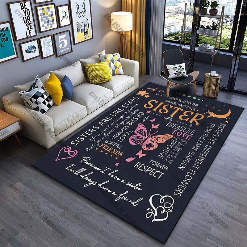 Sisters love friendship family bond carpet Yoga living room room decor children's crawling mat doormat area rug games mat