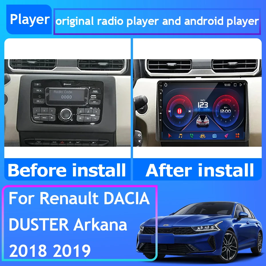 For Renault DACIA DUSTER Arkana 2018 2019 Car Radio Carplay GPS Navigation Stereo Android Auto Video Screen Bluetooth 5G No 2din