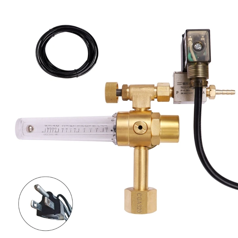 CO2 Flowmeter Regulator With Solenoid For Hydroponics And Indoor Gardening Flow Meter Gas Regulator Gauge Device