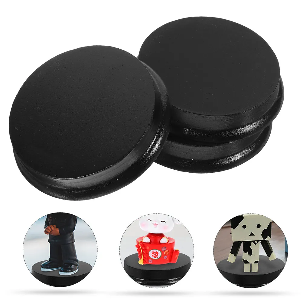 4Pcs Wooden Base Round Miniature Display Bases Sturdy DIY Craft Stand for Collectibles Models Figures Accessories