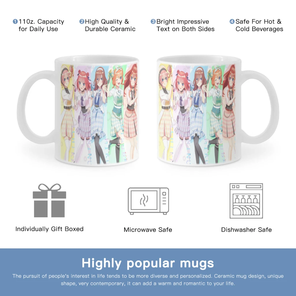 

The Quintessential Quintuplets Free shipping 11OZ Coffee Mug Beer Mugs Tea Milk Cup For coffee Lovers Surprised Gift