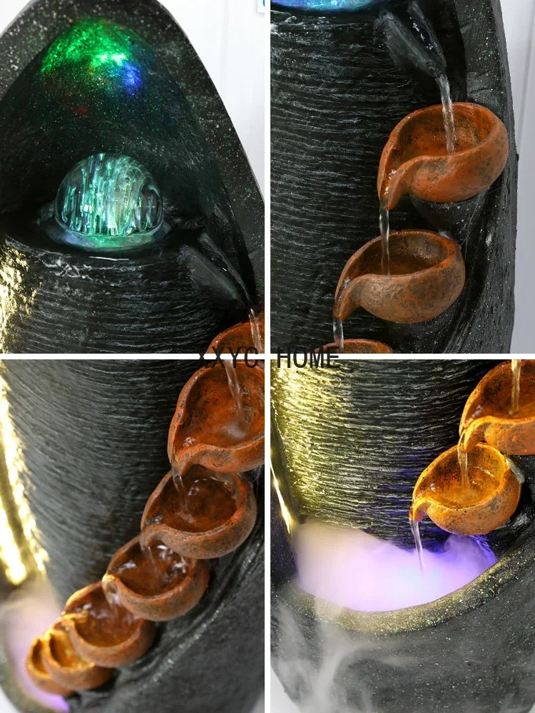 Decorazione della fontana dell'acqua del soggiorno Pavimento dell'acqua circolante fortunato Decorazione semplice per interni Palla della buona fortuna