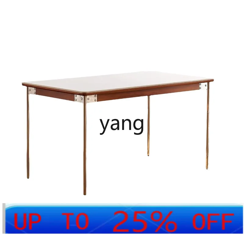 

LMM retro style five-flavor rock slab solid wood dining table and chairs household modern small apartment dining table