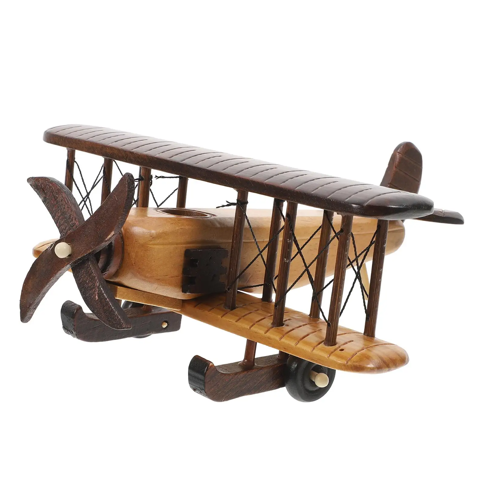 Wooden Plane Office Toy Inflatable Foot Rest Airplane Machines Ornament