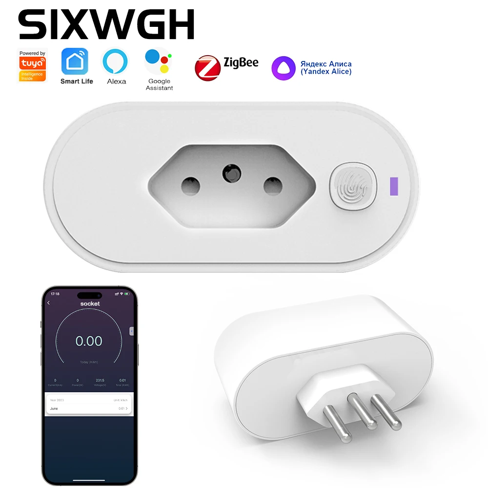 

SIXWGH Tuya Zigbee Socket Adapter Intelligent Socket 16A Supports Smart Life Application Control Alexa Google Home Control Video