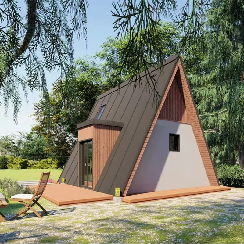 Triangular House Prefabricated Cabin Modular Villa Frame Steel Building Tiny Home Cottage Resort Camping