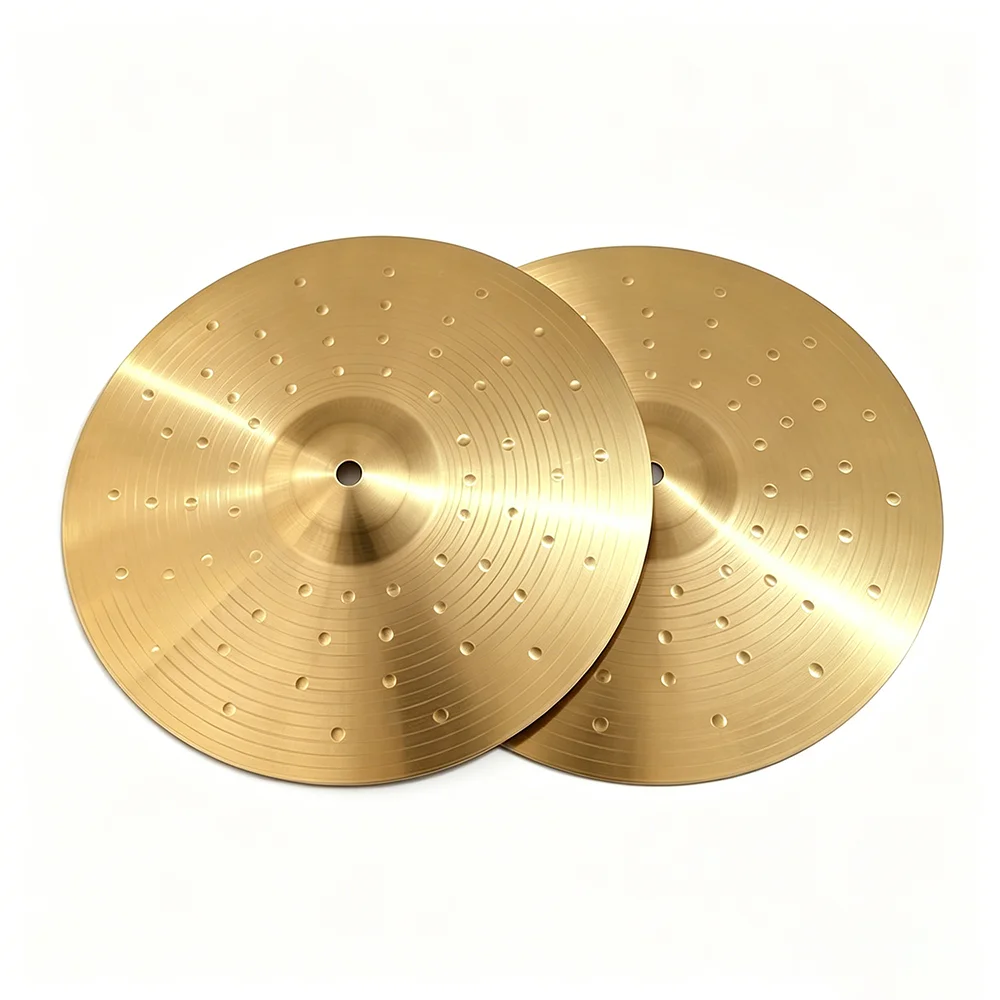 14 Inch Cymbal 2‑Pieces Set, Copper‑Plated Alloy Hi‑Hat Cymbals, Dotted Craft Jazz Drum Crash Cymbal