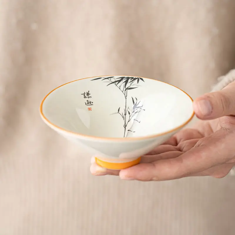 

Grass Ash Ink Bamboo Bamboo Bamboo Hat Cup Ceramic Tea Cup Kung Fu Tea Set