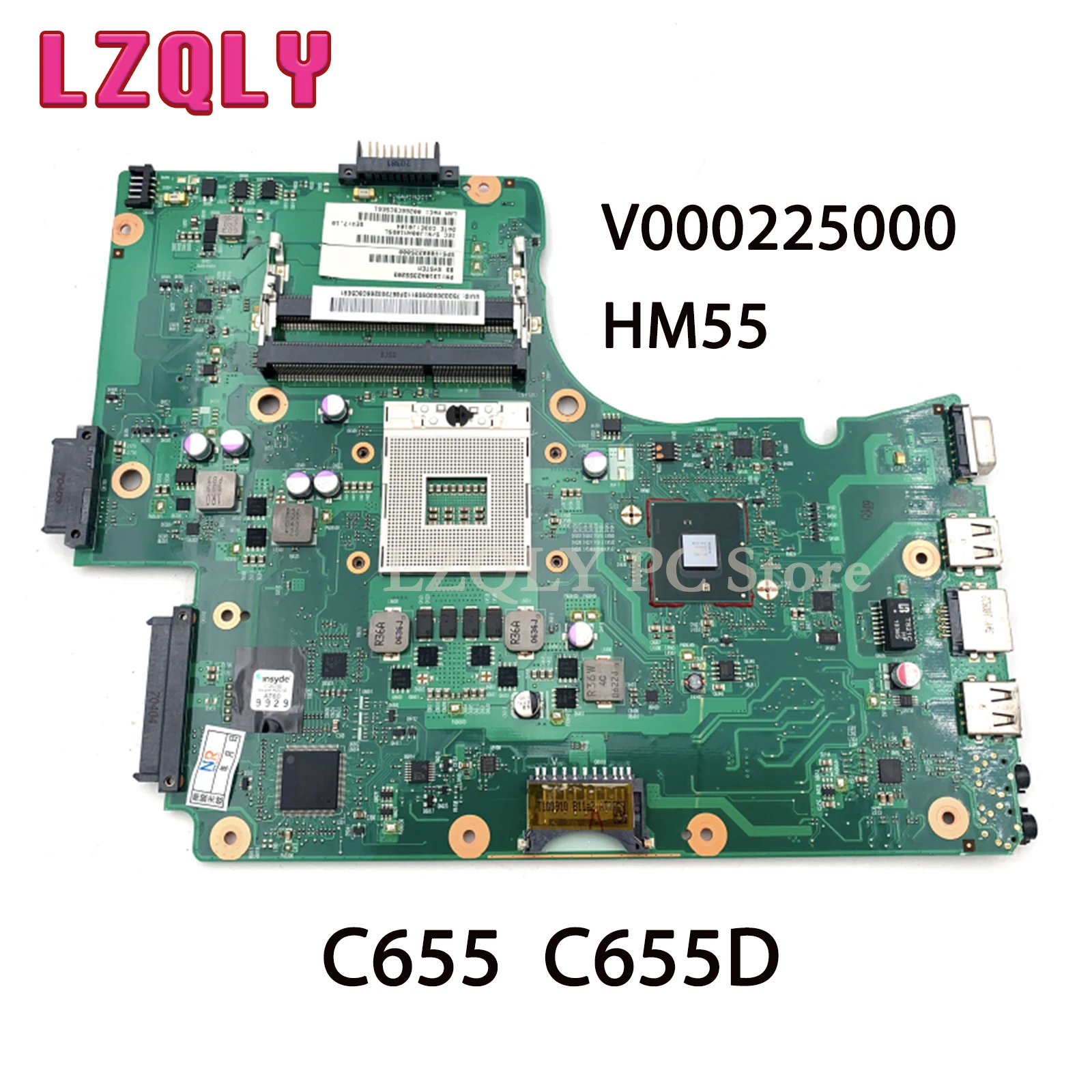 

LZQLY For Toshiba Satellite C655 C655D V000225000 6050A2355202-MB-A02-TI Laptop Motherboard HM55 DDR3 Free CPU Main Board