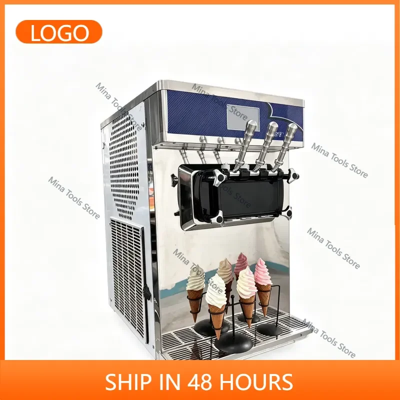 Tabletop 3-Flavors for Soft Serve Ice Cream & Frozen Yogurt Machine Milk Stainless Steel Commercial Food Truck Equipment
