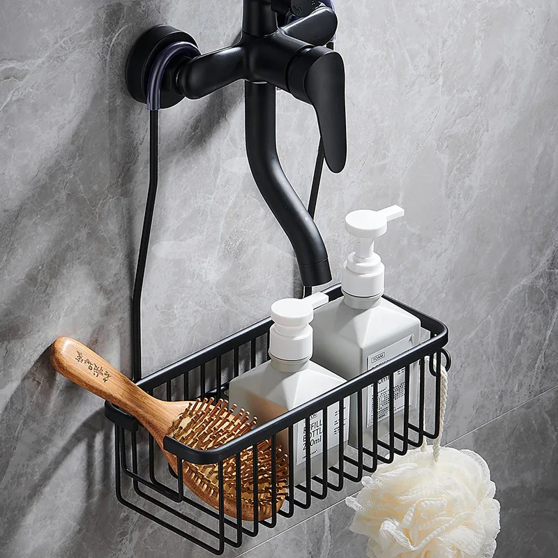 Hanger Bathroom Accessories Shelves Rustproof Stainless Organizers Basket Shower Storage Wall Shelf with Hooks Shampoo Holder