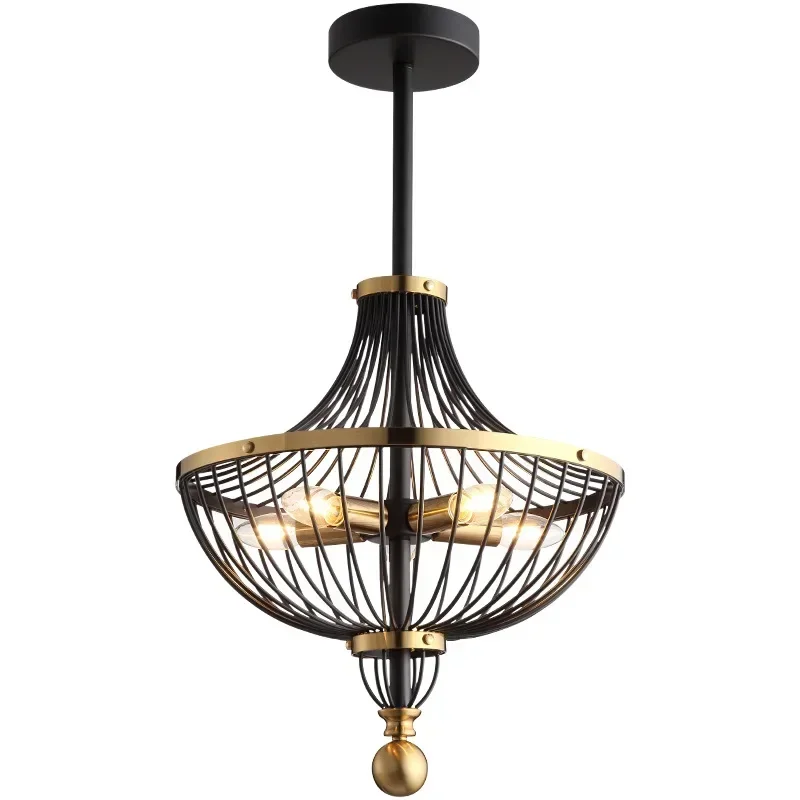 GHJUYIOL MandosBor Beautiful Chandelier Pipe Pendant Restaurant Bedroom Luminaire Suspension Art Deco Black Gold Metal E14 LED B