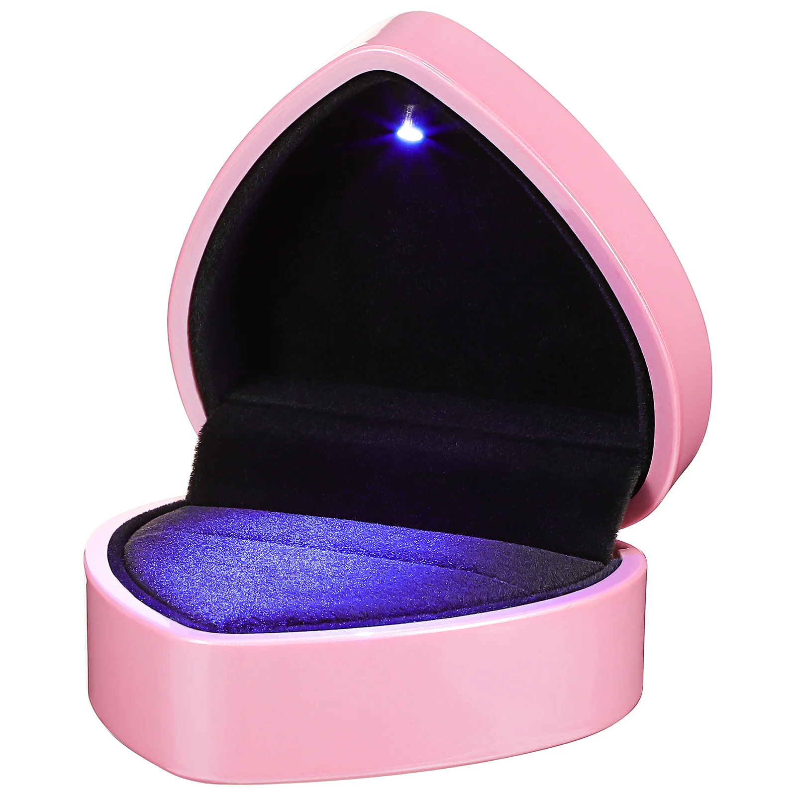 

LED Jewelry Box Display Case Heart Shape Rings Holder Bearer Plastic Carrier for Wedding Bride