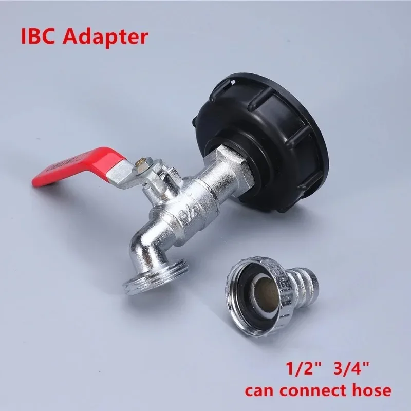 Durable IBC Tank Tap Adapter S60*6 Coarse Thread to 1/2\'\' 3/4\'\' Connector Replacement Valve Garden Home Valve Fitting Faucet