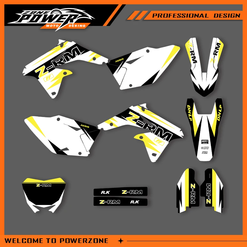 POWERZONE Motocross Team Graphics Background Sticker Decal Kits For SUZUKI RM-Z RMZ 450 2017-2008  RMZ450 Customized Number