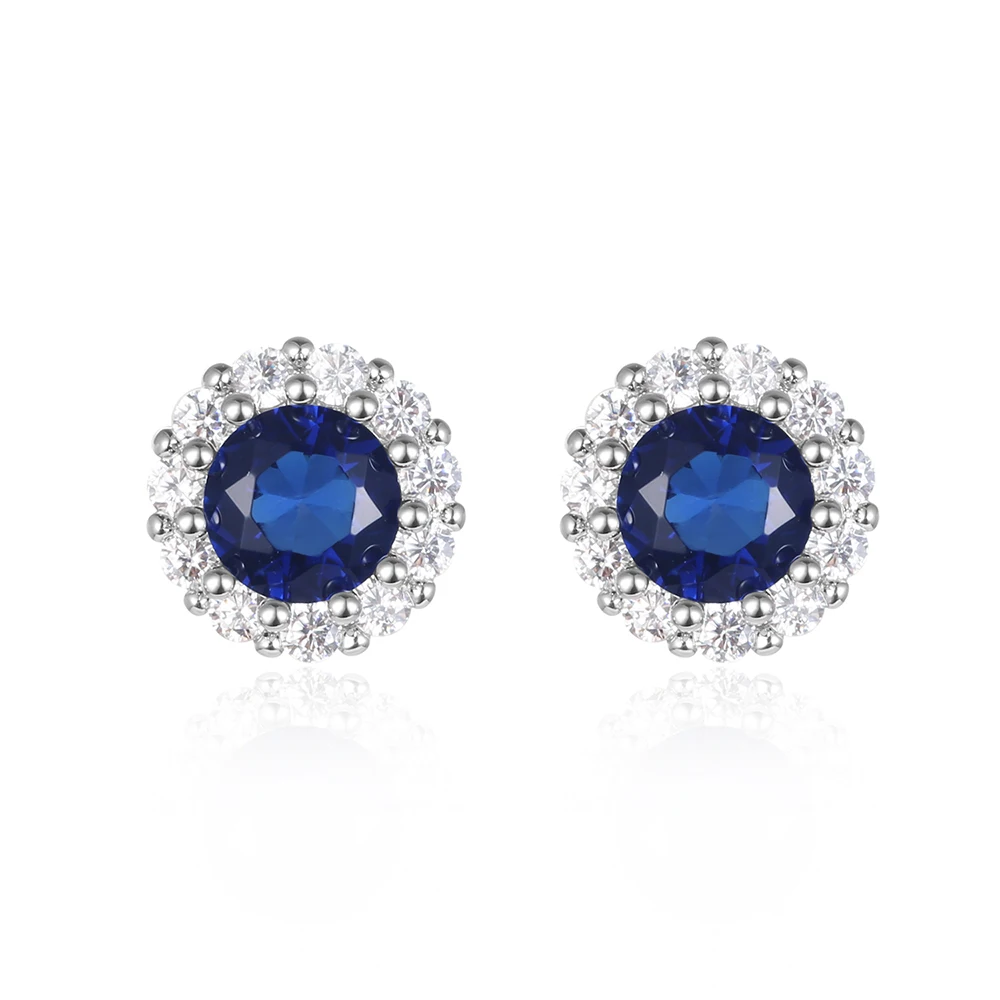 Pendientes geométricos de circonia cúbica para mujer, aretes minimalistas de piedra azul, Piercing para mujer