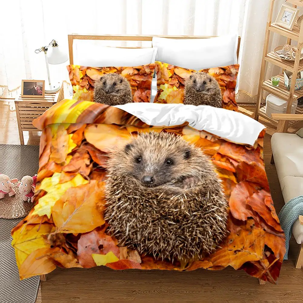 

Lovely Animal Hedgehog Bedding Set 3D Print Comfortable Queen King Single Duvet Cover Set Home Textile Decoration Scenery