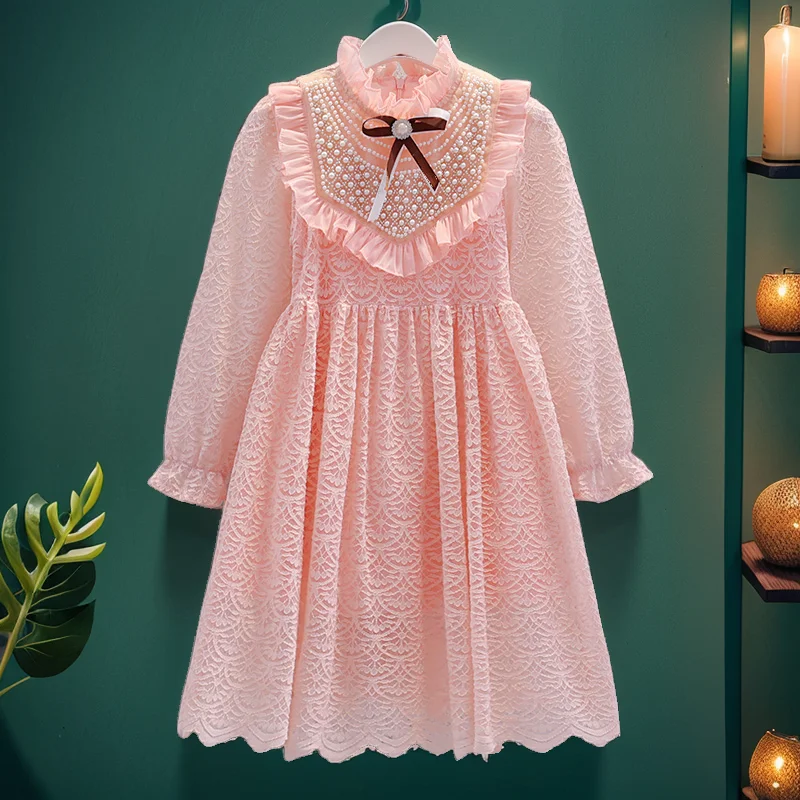 

Baby Outfits Lace Dresses for Girls Party Elegant Dress Kids Princess Pink Costumes Teenagers Children Clothes 4 6 8 10 12 Years