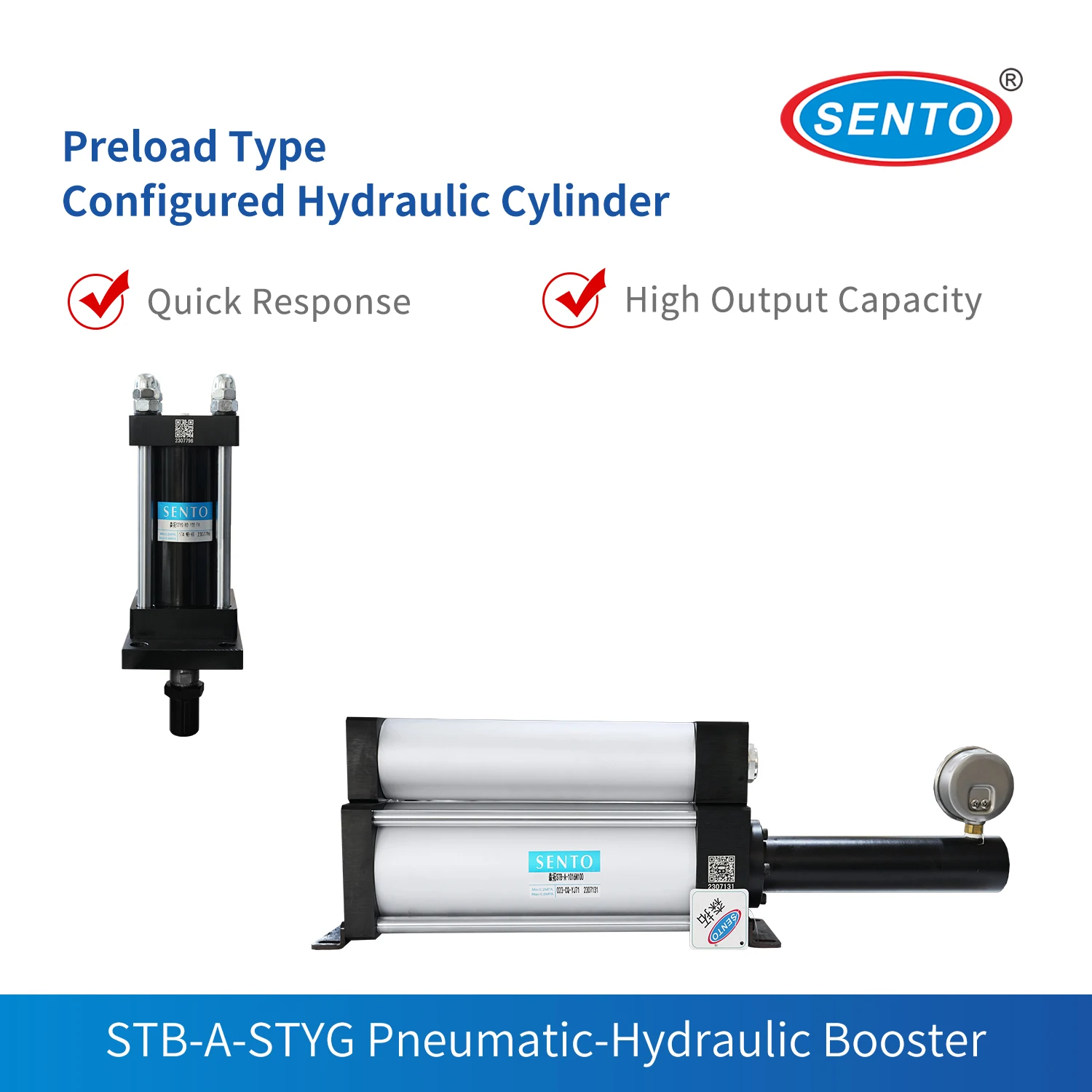 

STB-A-1016N100-STYG-80-100-FA Air Driven Hydraulic Booster, Pneumatic Driven, Hydraulic Boosting, High Pressure Output.