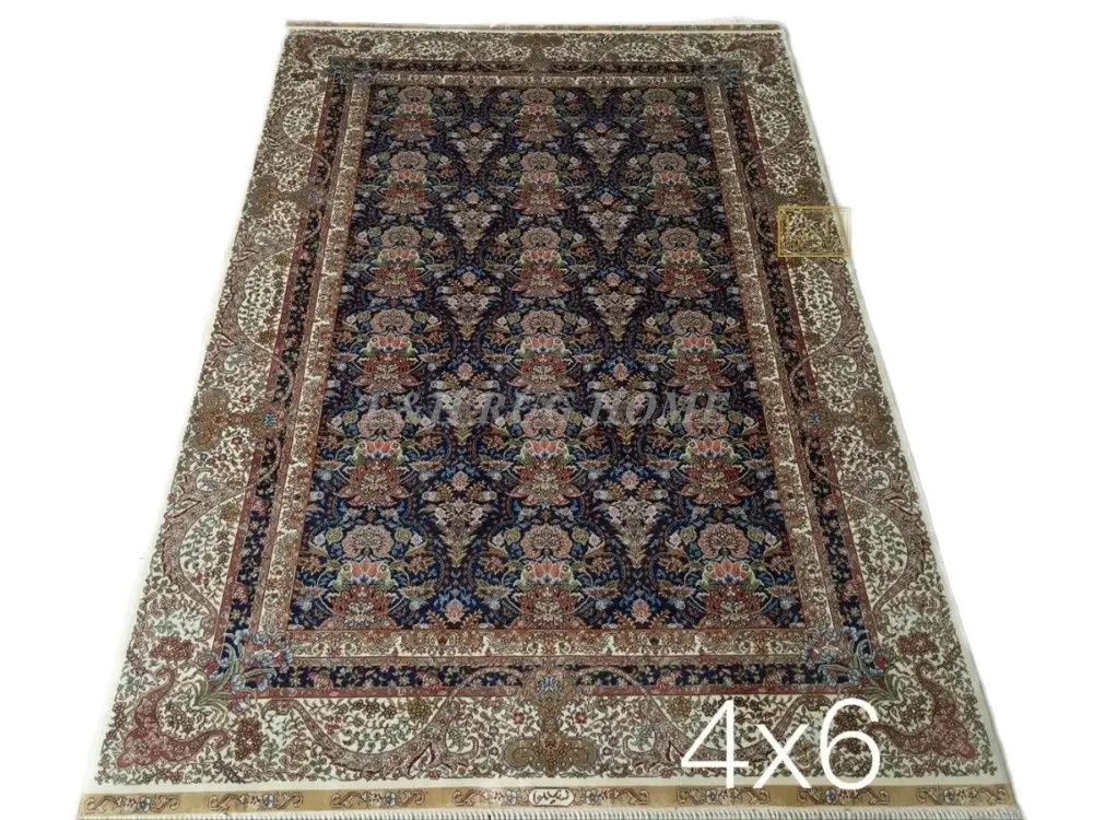 

Free shipping 4'X6' 230 Line Handmade Silk Oriental Persian Rug hand Knotted silk carpet for home decoration