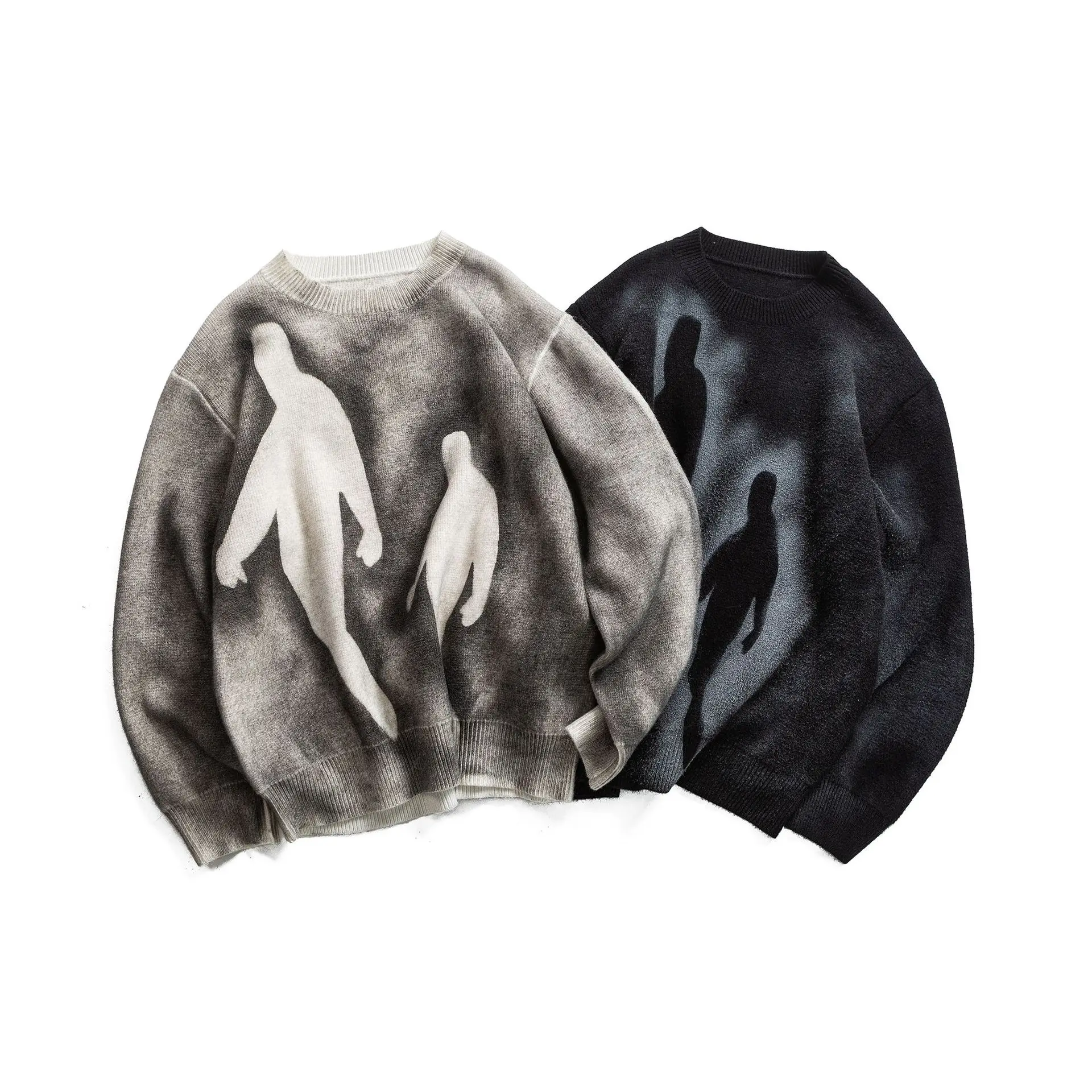 نمط جديد فضفاض جولة الرقبة البلوز متماسكة سترة القوطية الرجعية الشارع أزياء الهيب هوب الخريف والشتاء رداء علوي غير رسمي Y2K الملابس #1