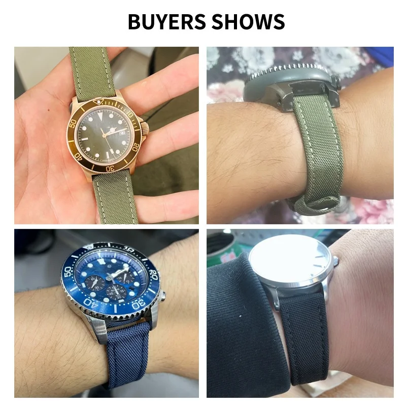 IWC 시민용 나일론 + 가죽 시계 스트랩 세이코 시계 밴드 소프트 방수 스포츠 남성용 팔찌 액세서리 손목 밴드 20mm 22mm