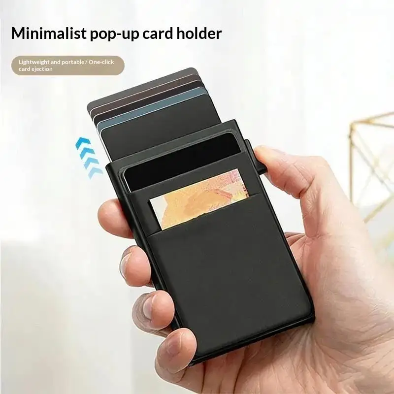 Aluminum Alloy Automatic Card Wallet Side Push Minimalist Thin Card Cover for Business Gift Daily Travel Commute