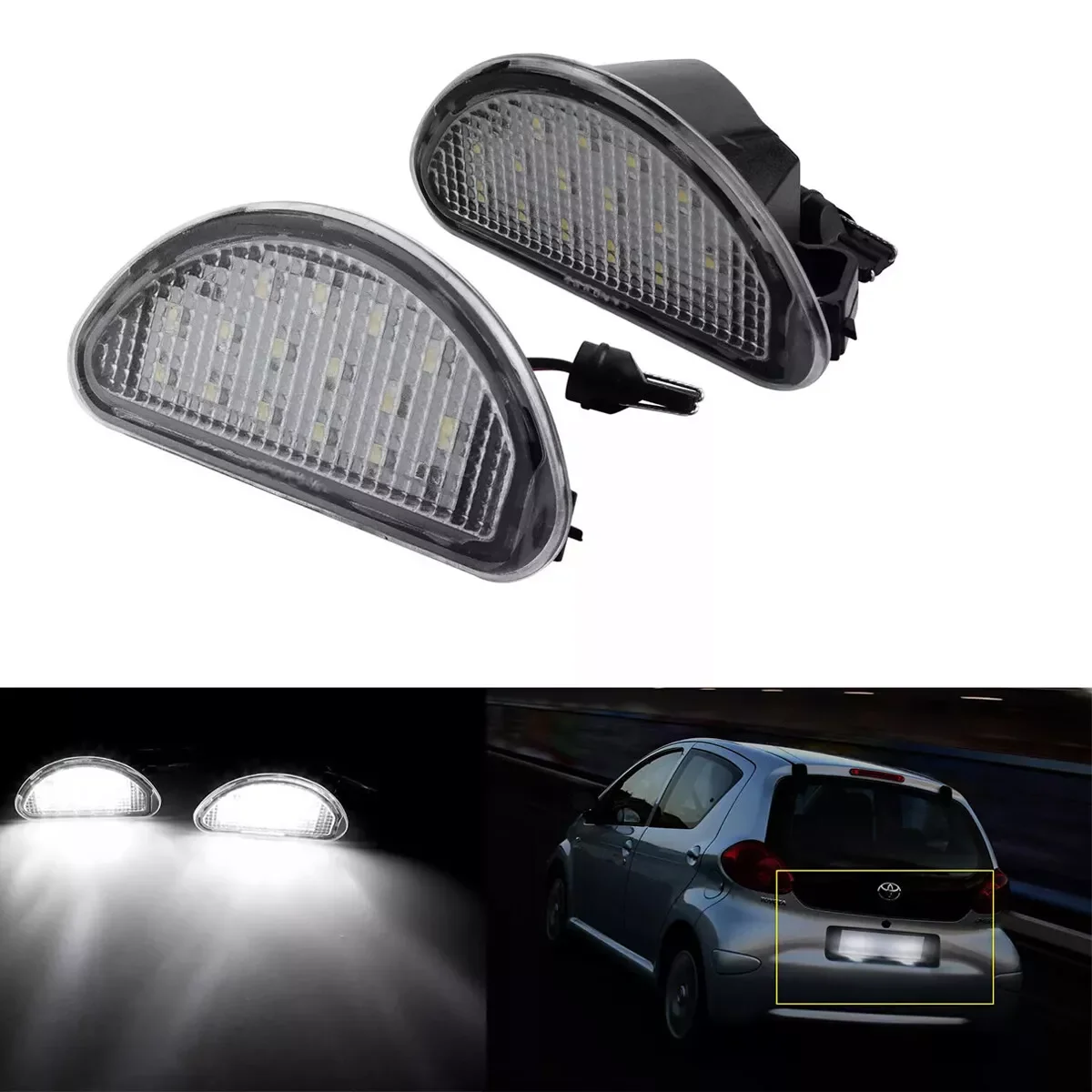 

2pcs LED Car License Plate Light For Toyota Aygo MK I 2005-2014Lamp 12V 6500K Signal Lamp Replace Car Accessories