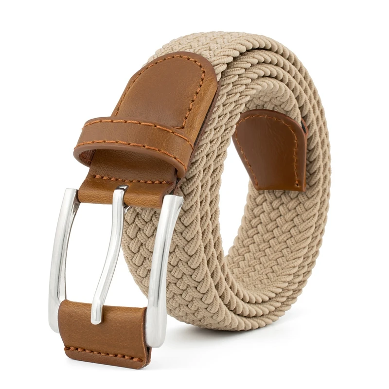 105cm Adjustable Buckle Braided Belts Unisex Jeans Trousers Pants Strap Women Men Metal Lock Waistbands Stretch Woven Belt