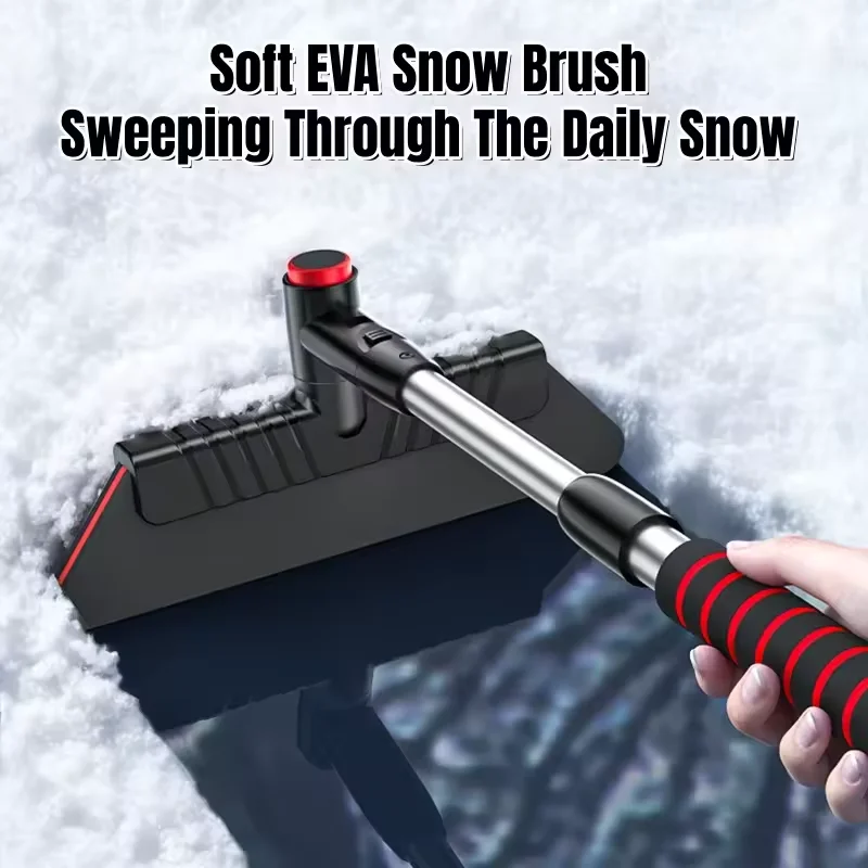 2 In 1 Extendable Ice Scraper Multifunctional Windshield Snow Remover Ergonomic Handle Snow Brush Defrost Broom Car Accessories